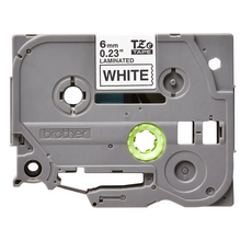Cassette originale à ruban pour étiqueteuse Brother 6mm noir sur blanc - TZe-211