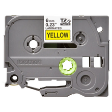 Cassette originale à ruban pour étiqueteuse Brother 6mm noir sur jaune - TZe-611