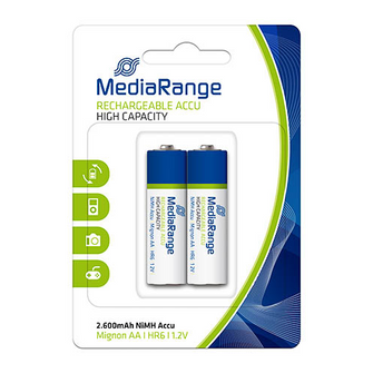 Piles Rechargeable MediaRange NiMHMignon AA, HR6, 1.2V - MRBAT123